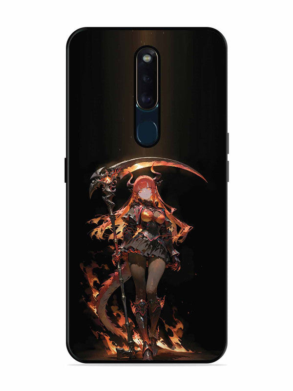 Oppo F11 Pro anime-girl-sycthe-red-hair-horn