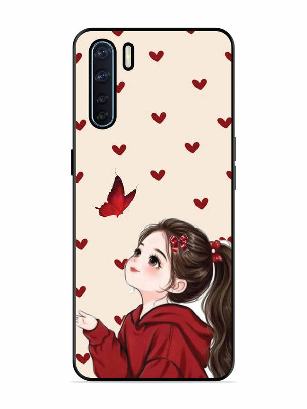 Oppo F15 Beautiful girl with red butterfly