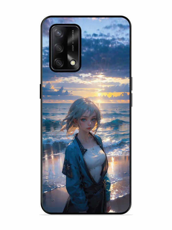 Oppo F19 Anime Girl Beach Ocean Waves