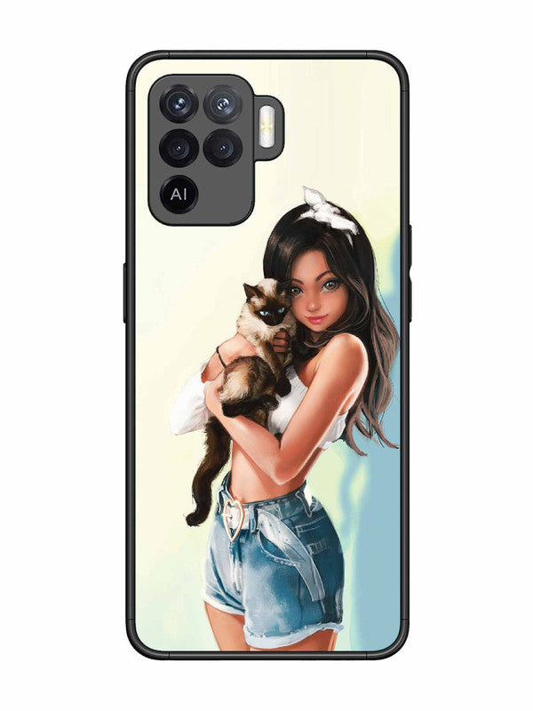 Oppo F19 Pro Cute Girl with Cat