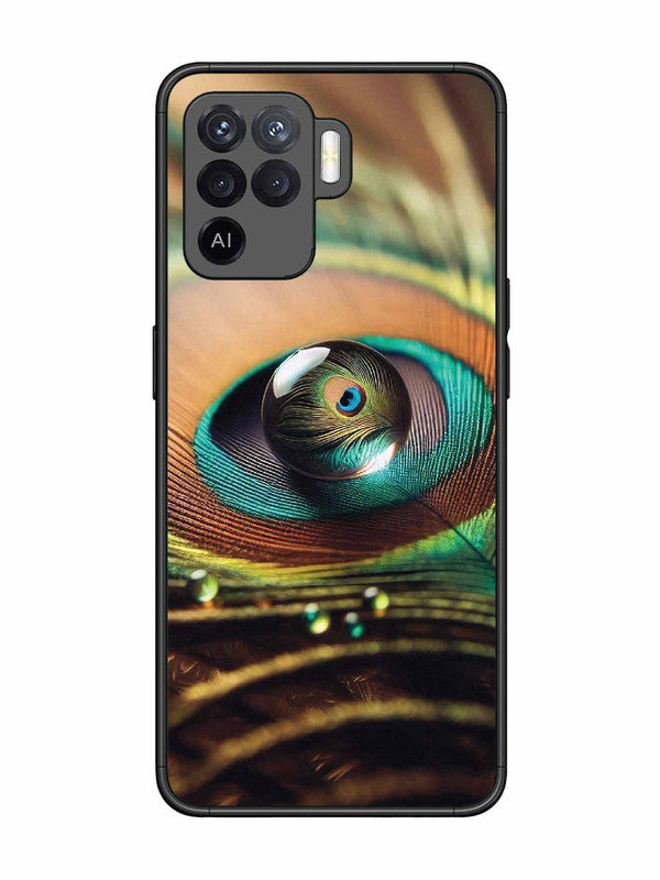 Oppo F19 Pro Water Drop On Peacock Feather
