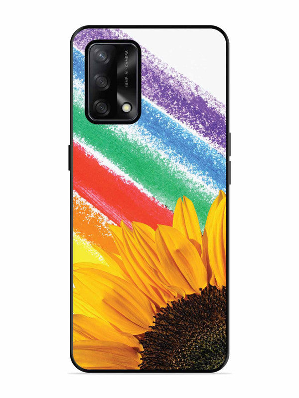 Oppo F19S Sunflower on Colourful Lines