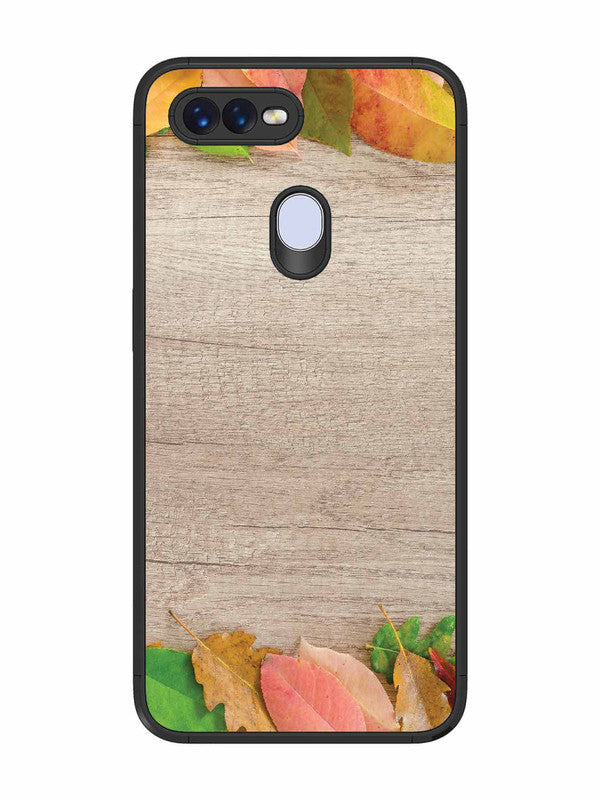 Oppo F9 Pro Autumn Leafs On Wooden Table