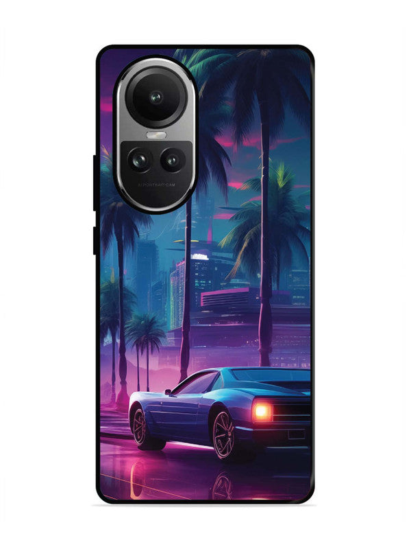 Oppo RENO 10 5G | 2D Metal | sunset-sports-car-city-palm-trees | OPR-10-266
