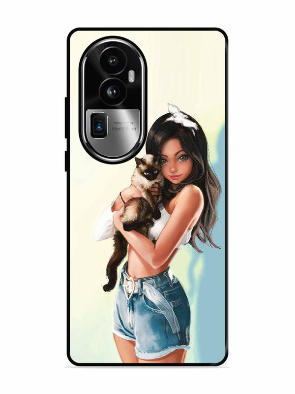 Oppo RENO 10 Pro Plus Cute Girl with Cat