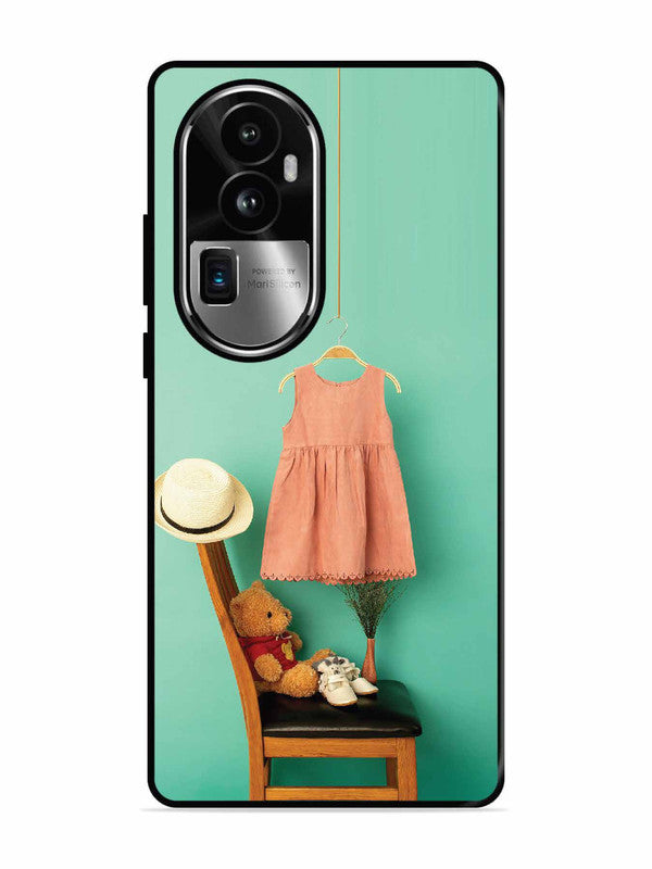 Oppo RENO 10 Pro Plus Trendy dress for girl near toy bear