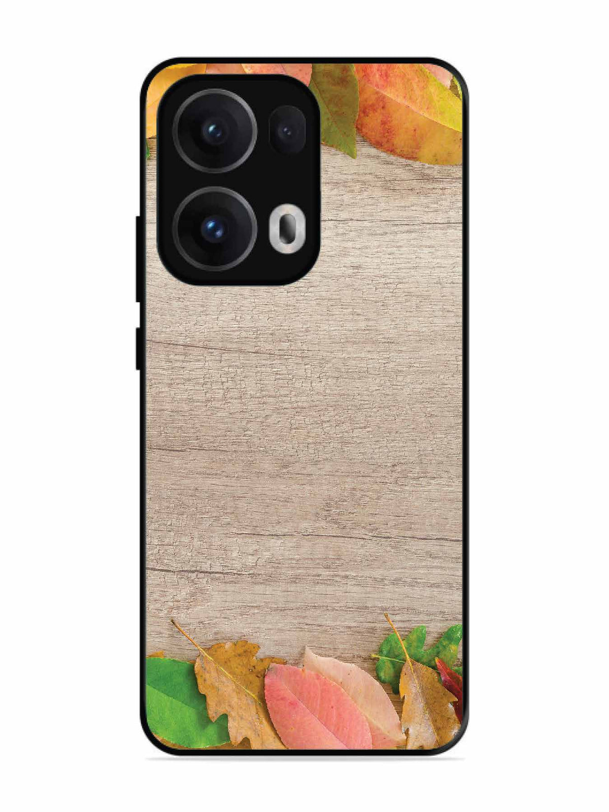 Oppo RENO 13 Pro Autumn Leafs On Wooden Table