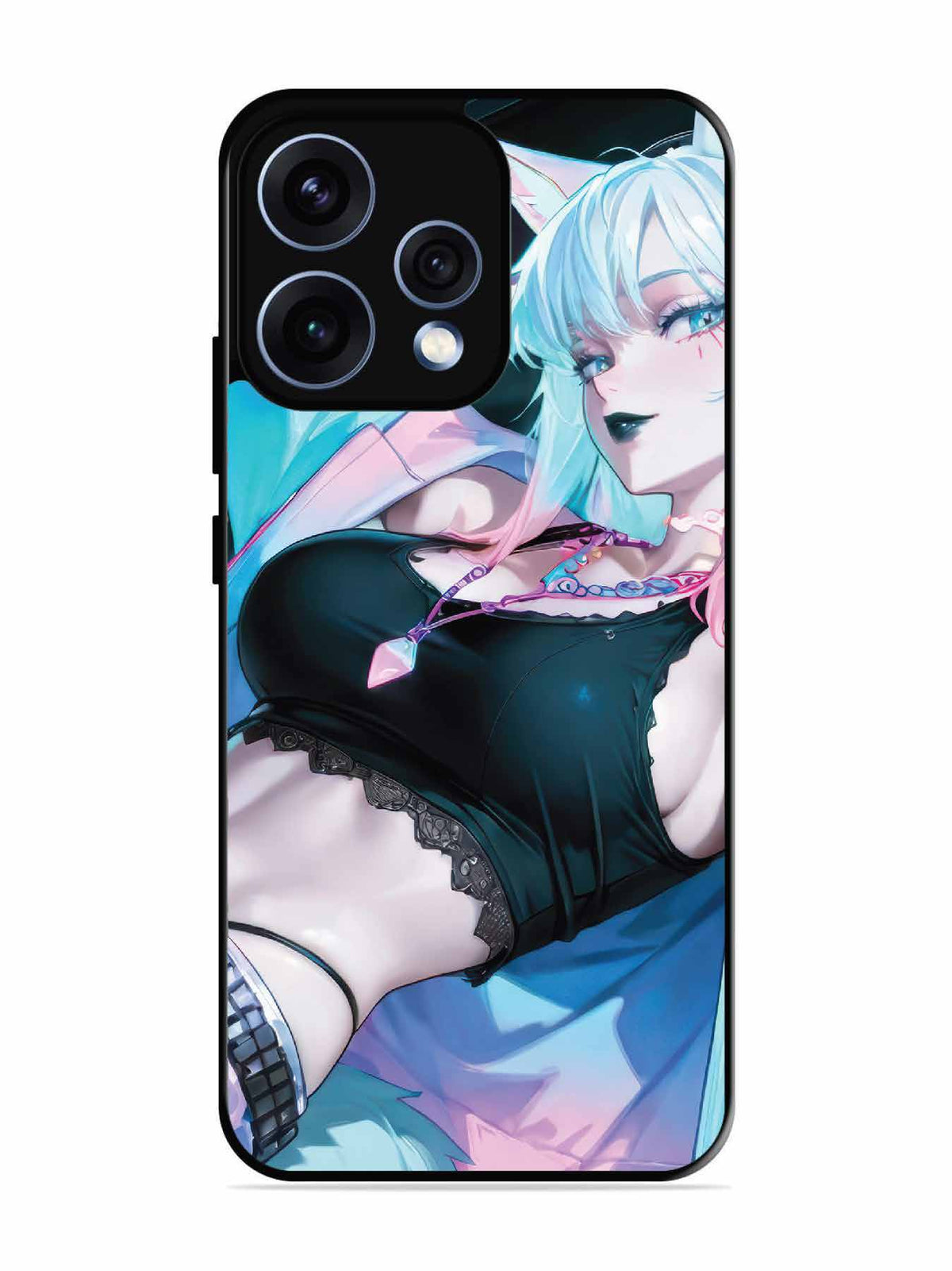 Oppo RENO 15 5G anime girl fox headpohone white Hair