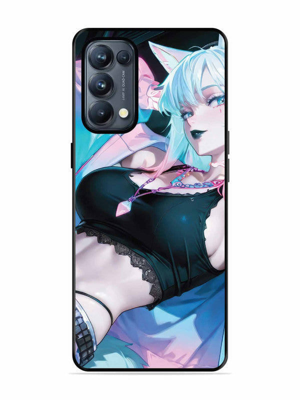 Oppo RENO 5 Pro 5G anime girl fox headpohone white Hair