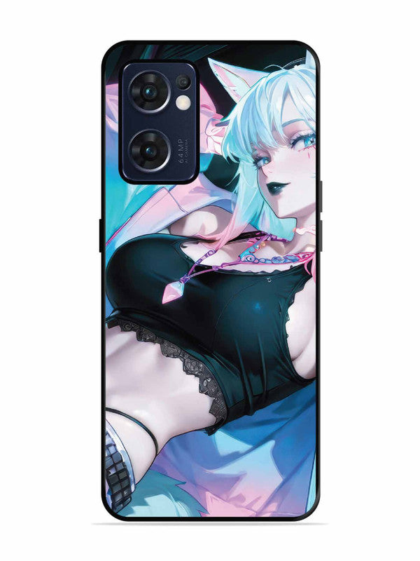 Oppo RENO 7 5G anime girl fox headpohone white Hair