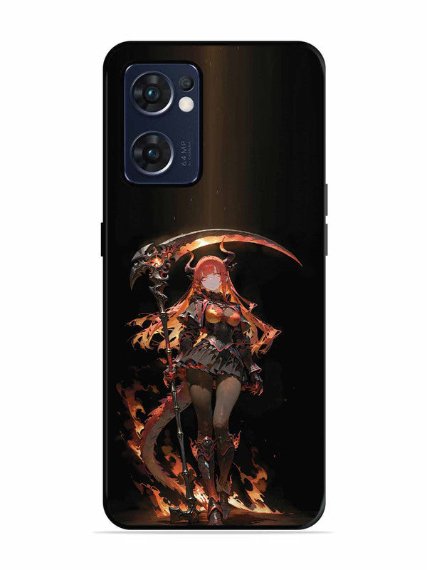 Oppo RENO 7 5G anime-girl-sycthe-red-hair-horn