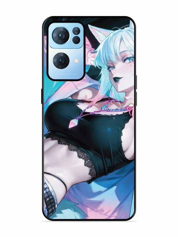 Oppo RENO 7 Pro 5G anime girl fox headpohone white Hair