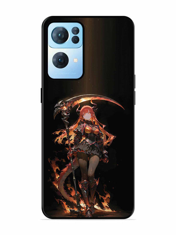Oppo RENO 7 Pro 5G anime-girl-sycthe-red-hair-horn