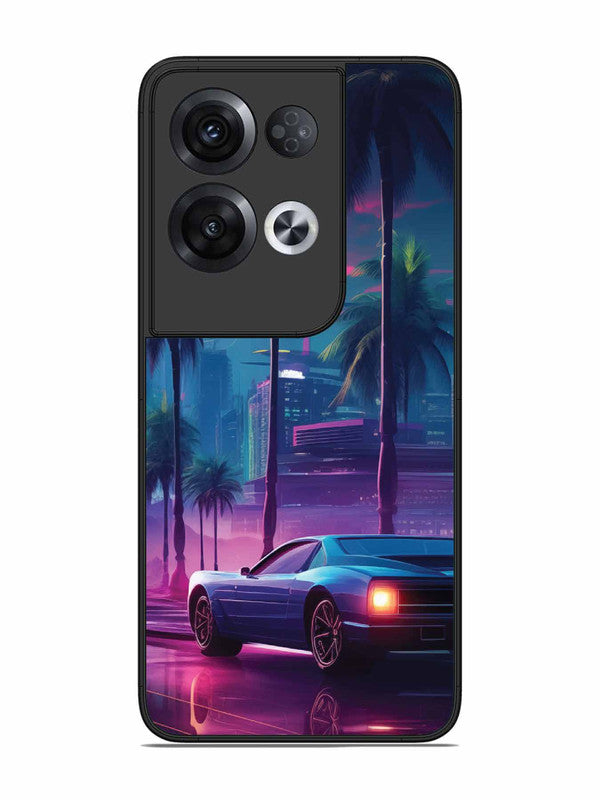 Oppo RENO 8 Pro 5G sunset-sports-car-city-palm-trees
