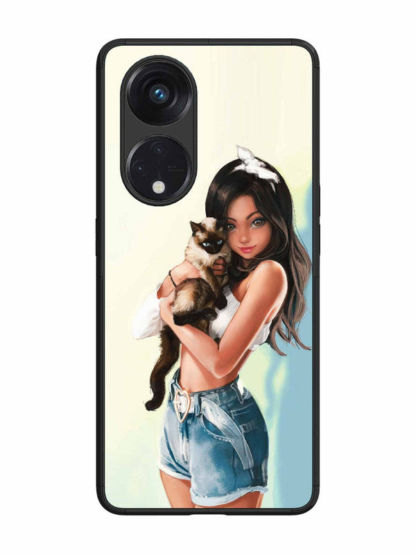 Oppo RENO 8T 5G Cute Girl with Cat