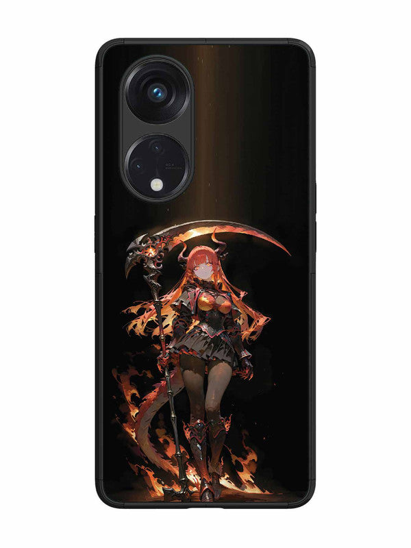 Oppo RENO 8T 5G anime-girl-sycthe-red-hair-horn