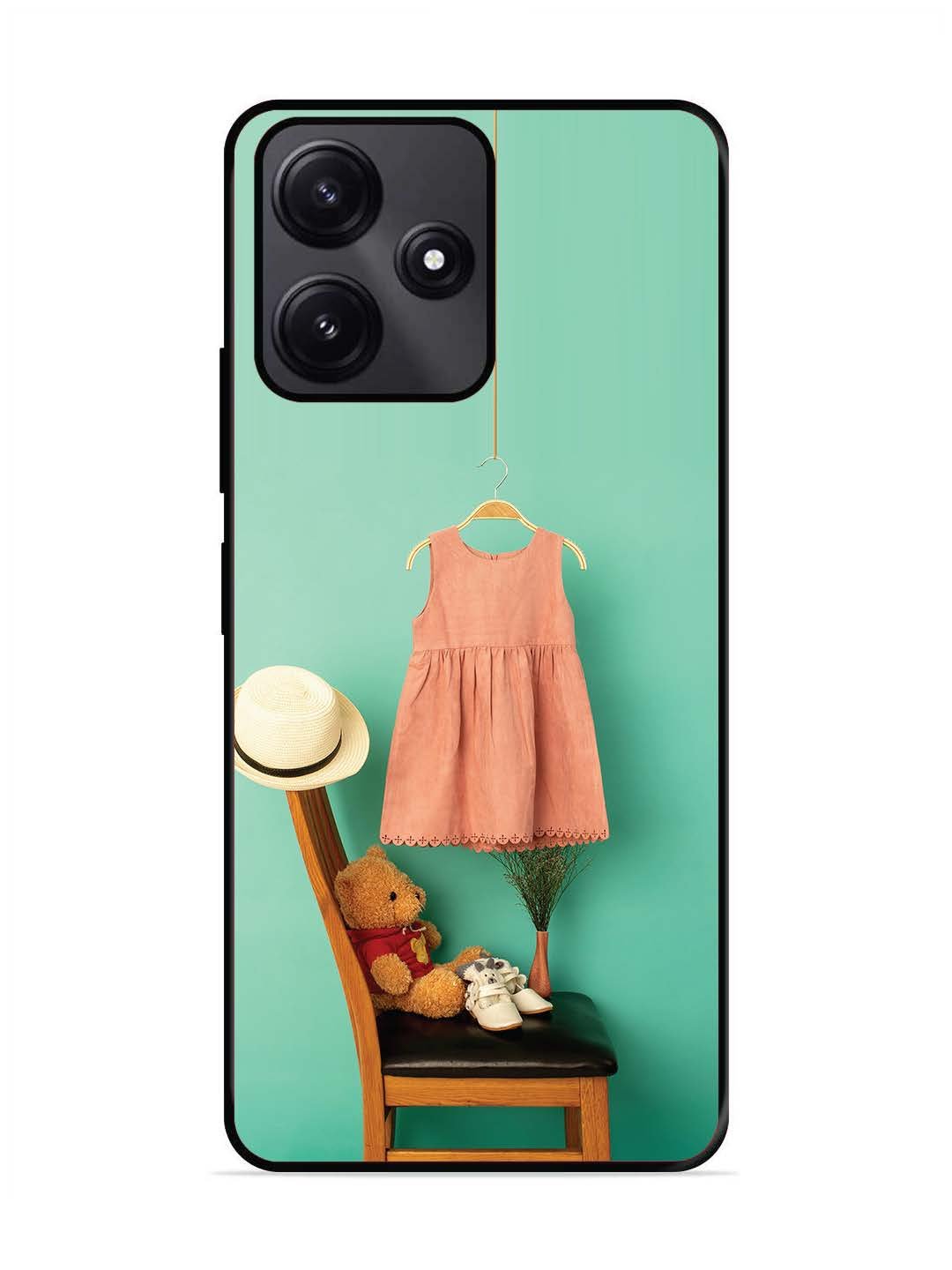 Poco M6 Pro Trendy dress for girl near toy bear