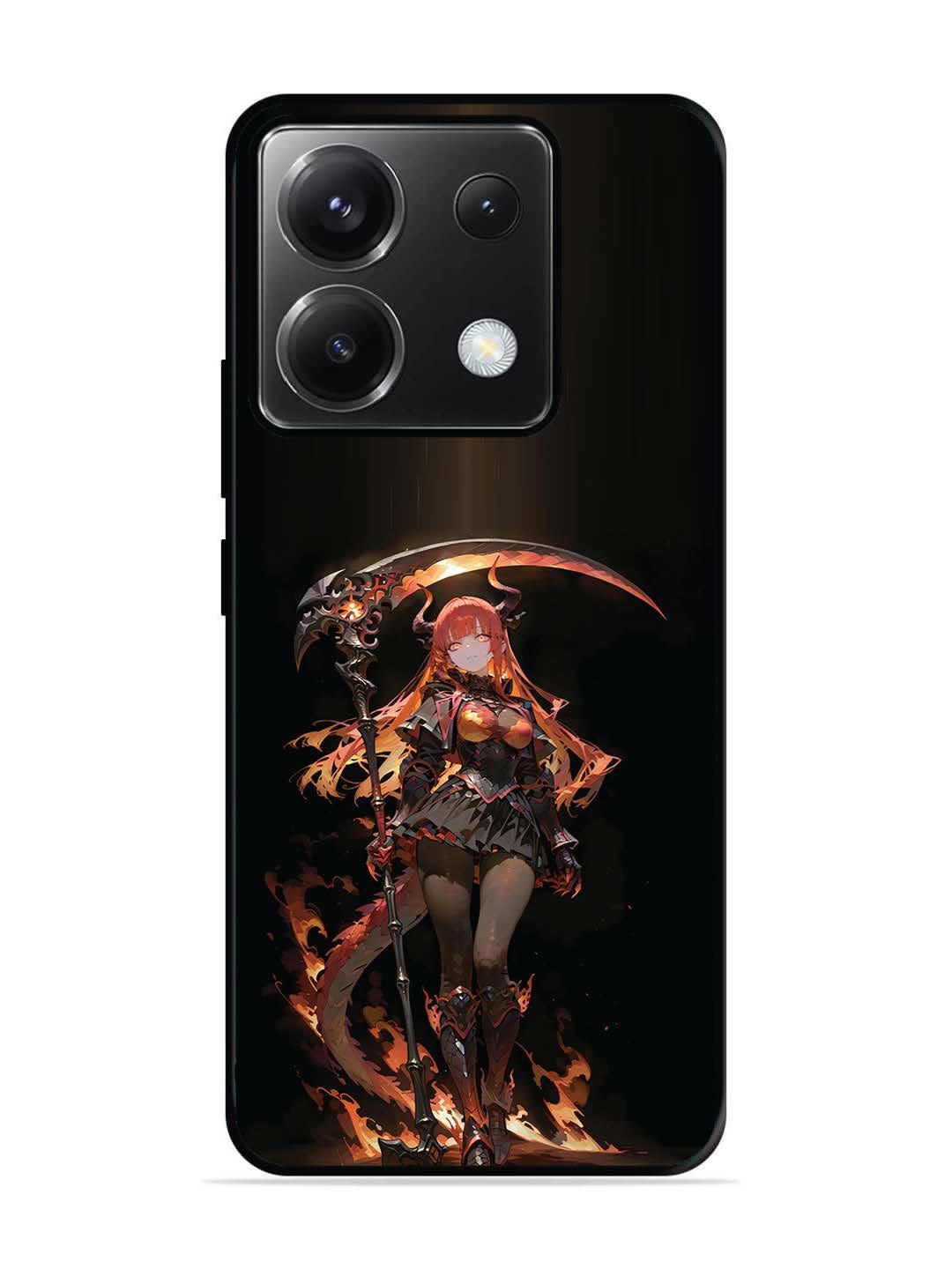 Poco X6 anime-girl-sycthe-red-hair-horn