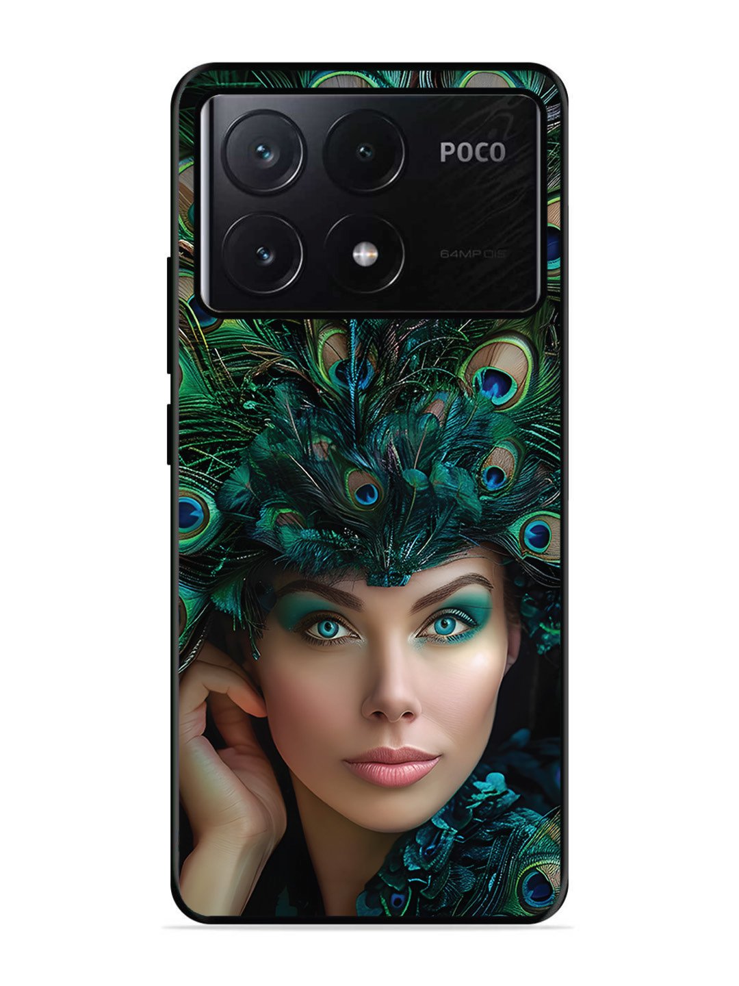Poco X6 Pro Girl with peacock feather Crown