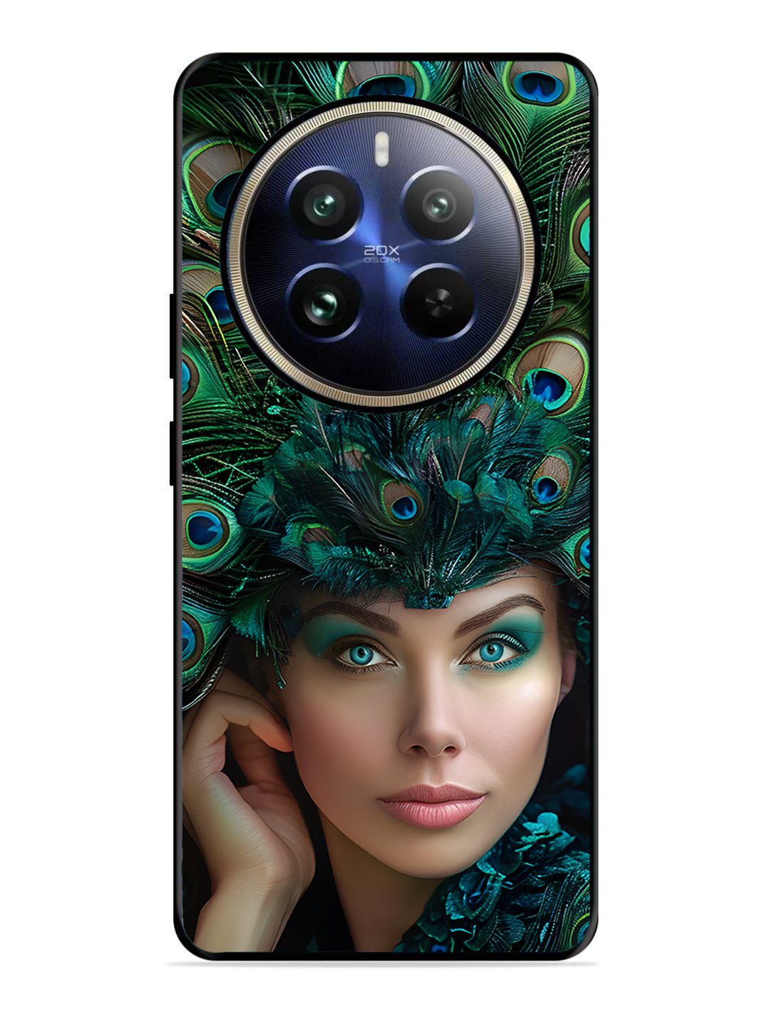 Realme 12 Pro Girl with peacock feather Crown