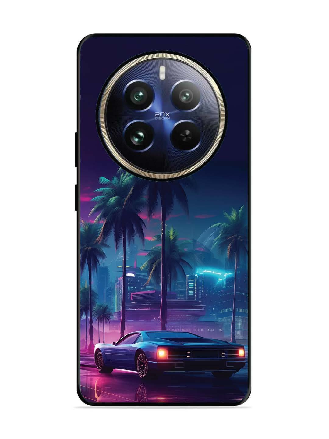Realme 12 Pro Plus sunset-sports-car-city-palm-trees