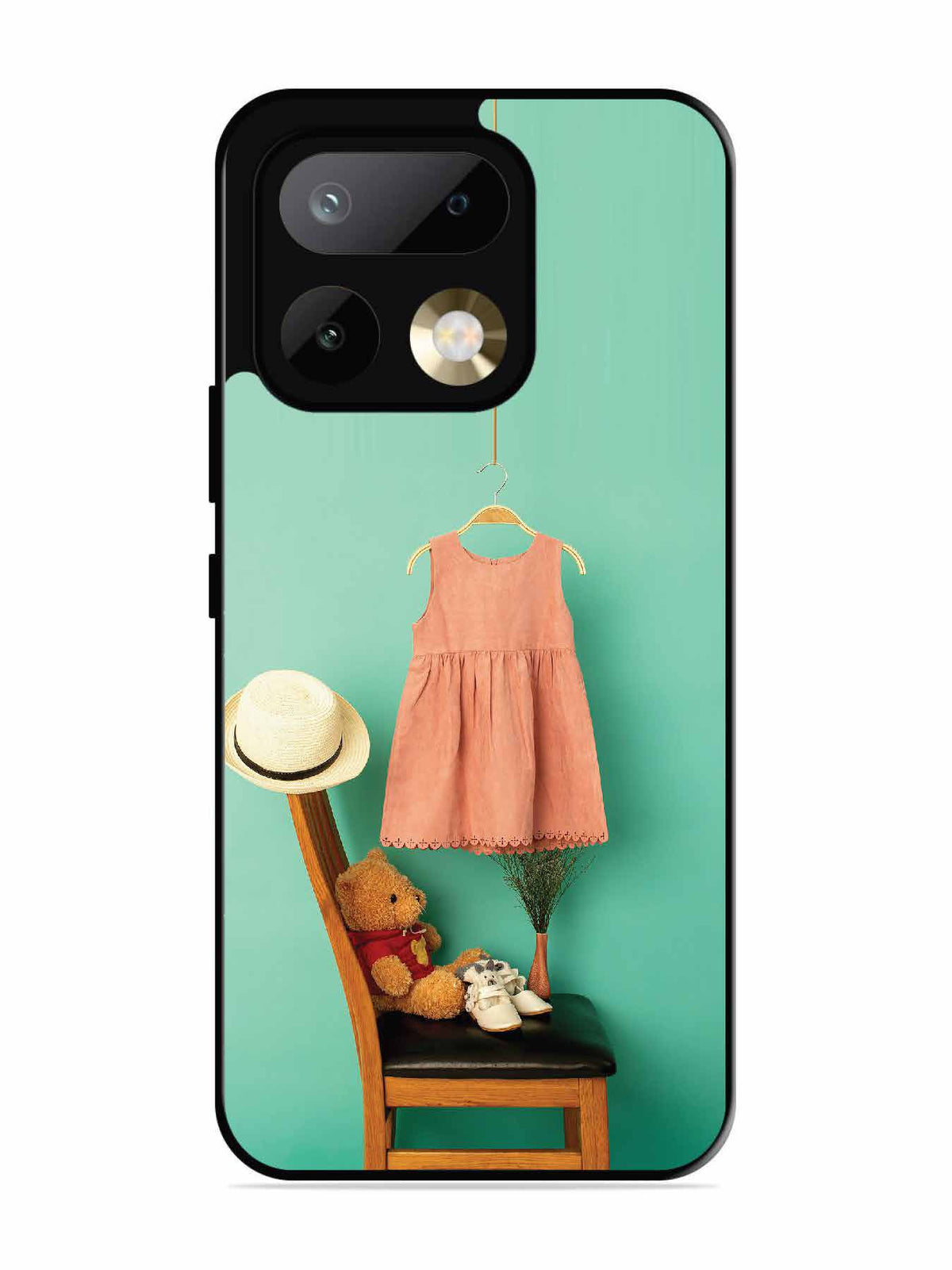 realme 16 Pro Trendy dress for girl near toy bear
