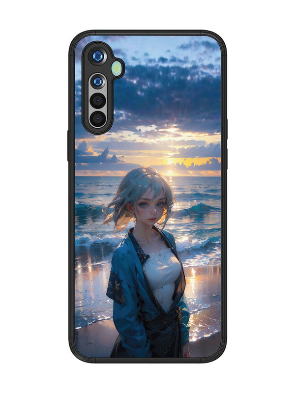 realme 5 Anime Girl Beach Ocean Waves