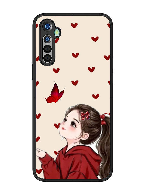 realme 5 Beautiful girl with red butterfly