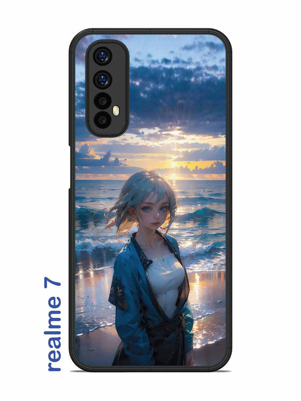 Realme 7 Anime Girl Beach Ocean Waves