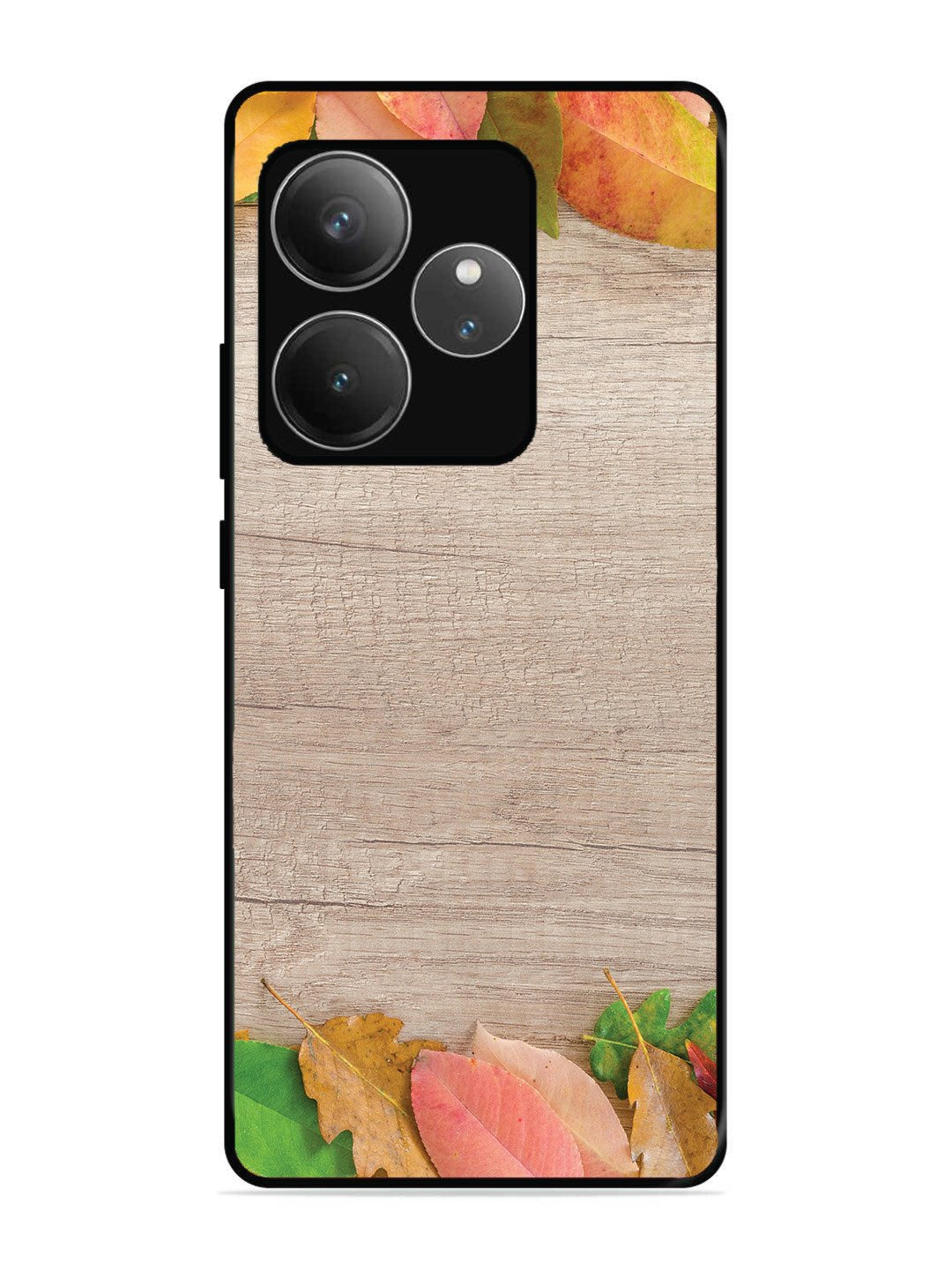 Realme GT6 Autumn Leafs On Wooden Table