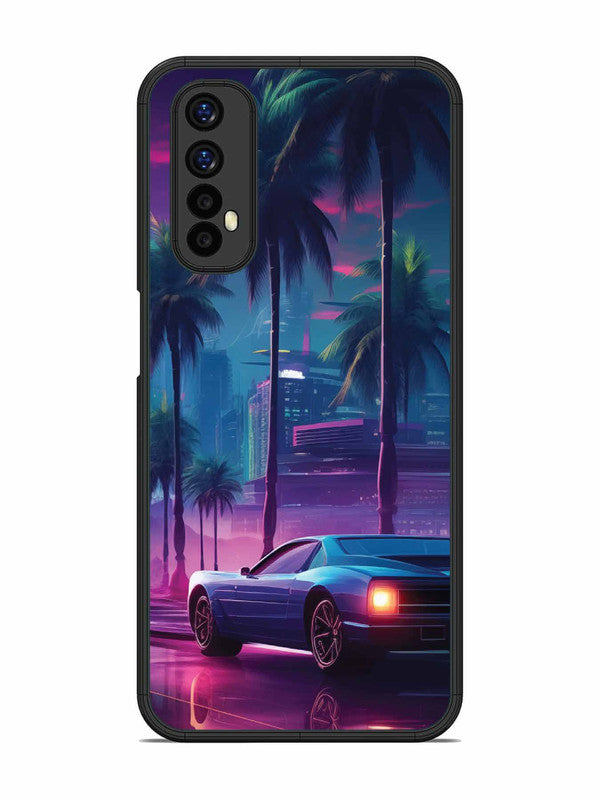 Realme Narzo 20 Pro sunset-sports-car-city-palm-trees