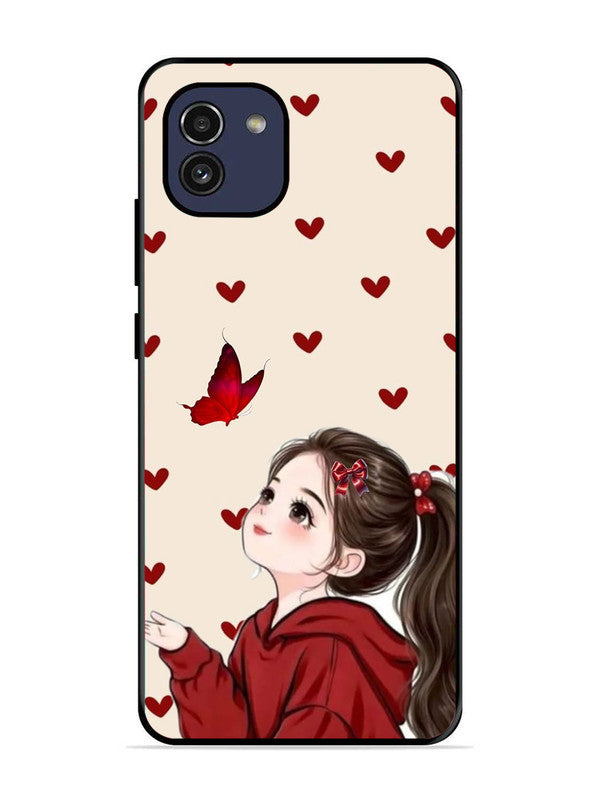 Samsung Galaxy A03 Beautiful girl with red butterfly