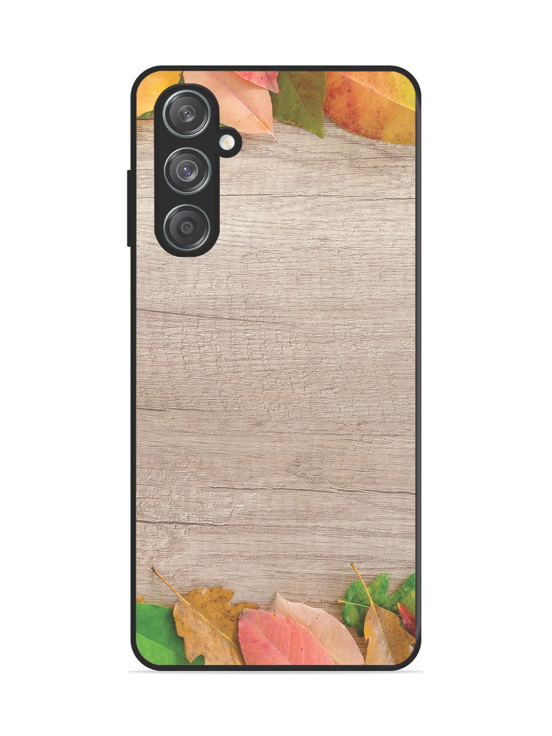Samsung Galaxy M15 Autumn Leafs On Wooden Table