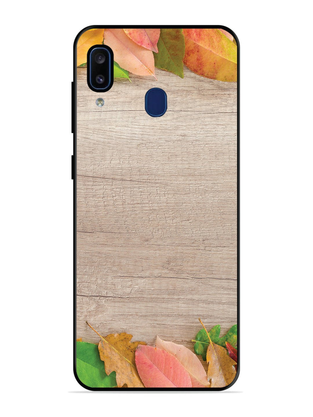 Samsung Galaxy A20 Autumn Leafs On Wooden Table
