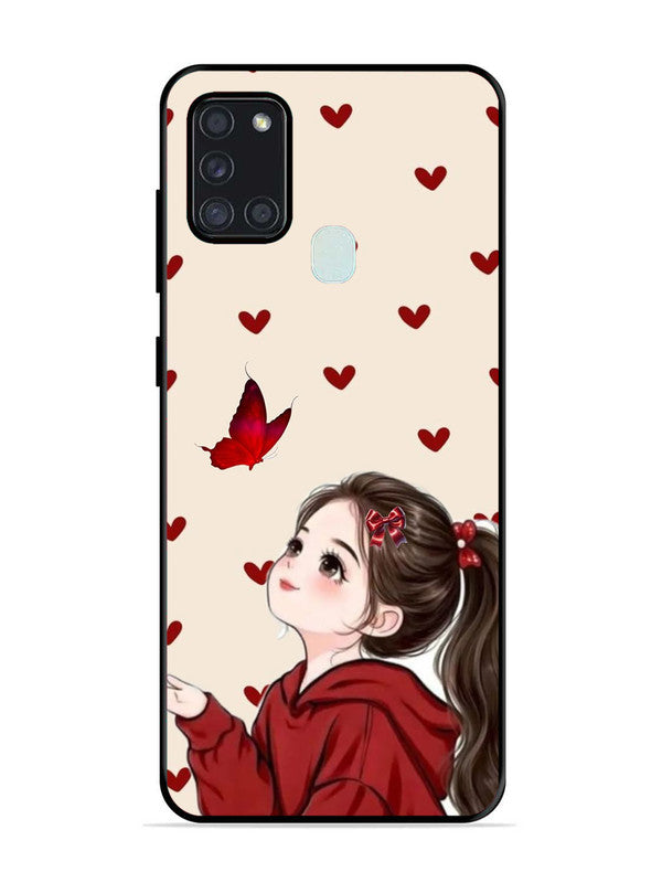 Samsung Galaxy A21s Beautiful girl with red butterfly