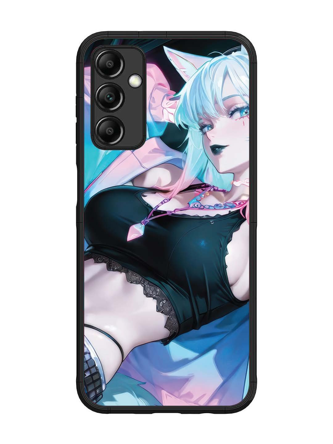 Samsung Galaxy M14 4G anime girl fox headpohone white Hair