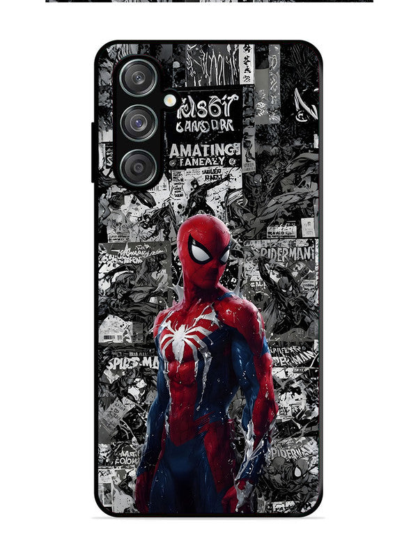 Samsung Galaxy M15 5G Spiderman Highlighted on News Paper