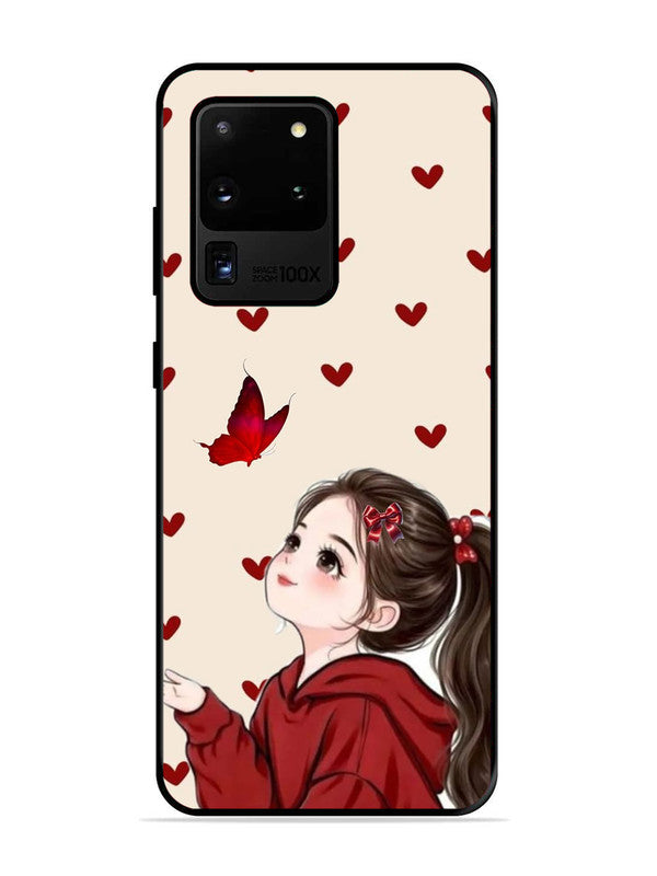 Samsung Galaxy S20 Ultra Beautiful girl with red butterfly