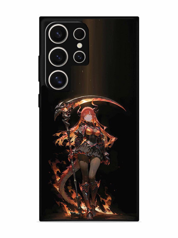 Samsung Galaxy S24 Ultra 5G anime-girl-sycthe-red-hair-horn