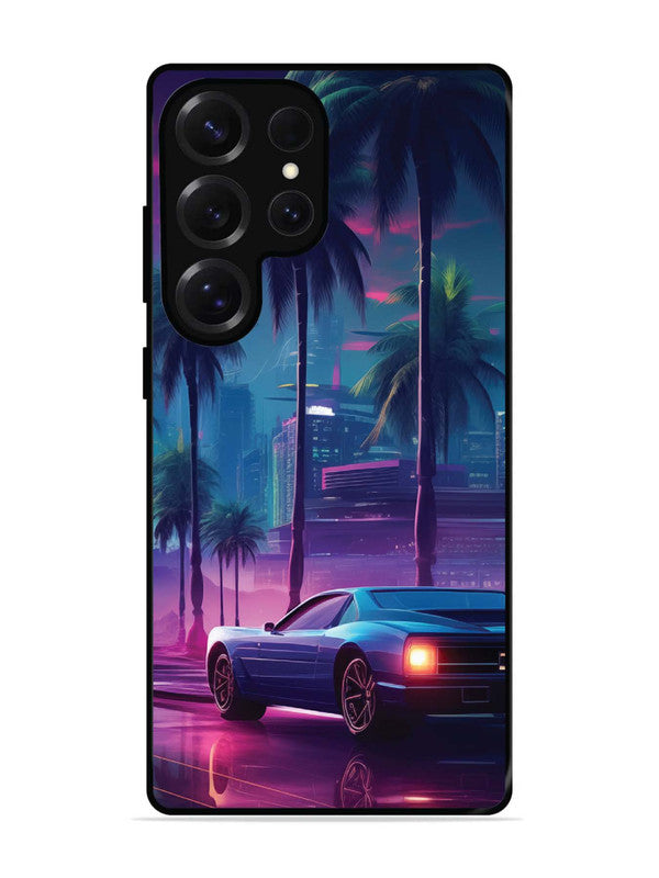 Samsung Galaxy S25 Ultra sunset-sports-car-city-palm-trees