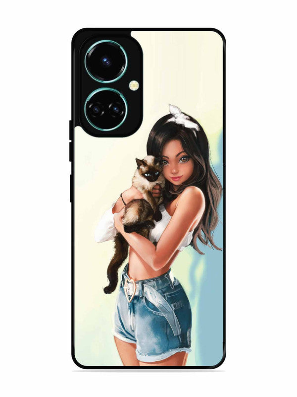 Tecno camon 19 Cute Girl with Cat