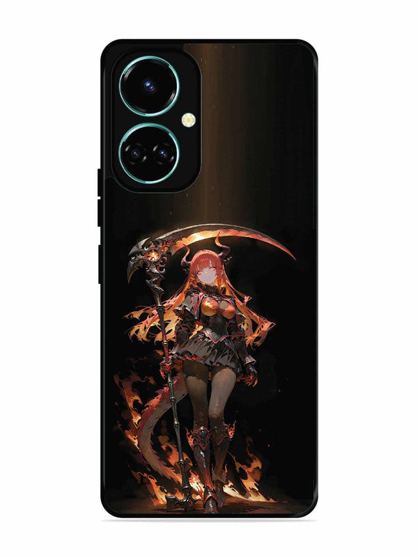 Tecno camon 19 anime-girl-sycthe-red-hair-horn