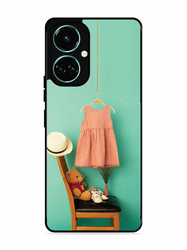 Tecno camon 19 Trendy dress for girl near toy bear