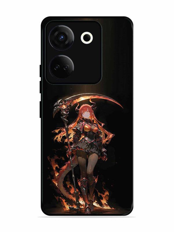 Tecno camon 20 anime-girl-sycthe-red-hair-horn