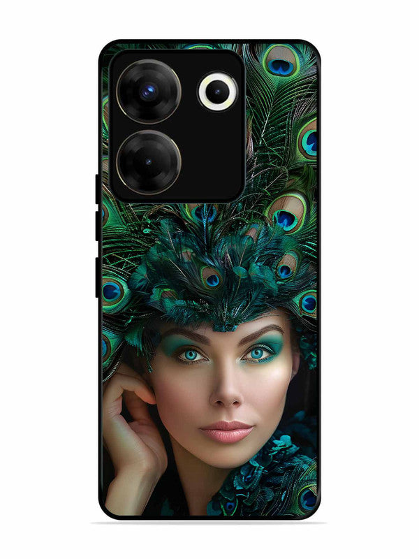 Tecno camon 20 Pro Girl with peacock feather Crown
