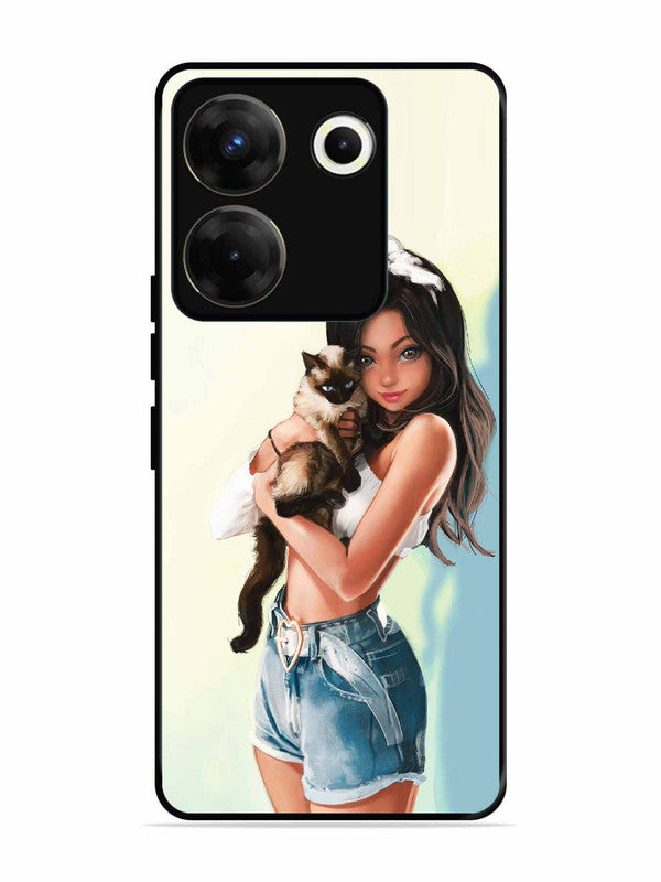 Tecno camon 20 Pro Cute Girl with Cat