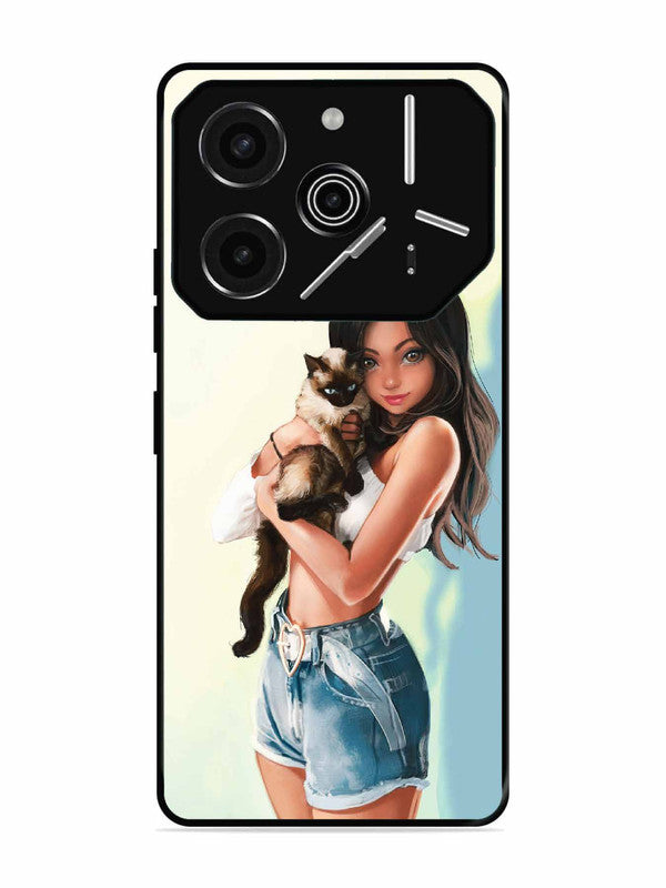 Tecno Pova 6 Pro 5G Cute Girl with Cat