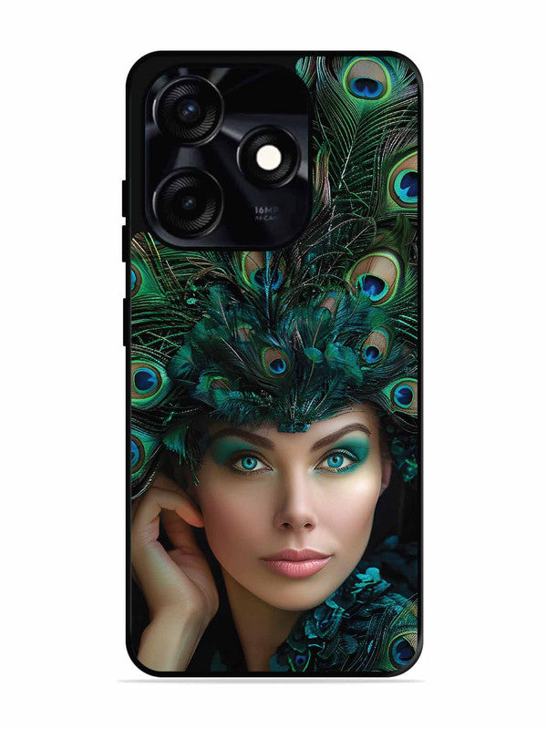 Tecno Spark 10C Girl with peacock feather Crown