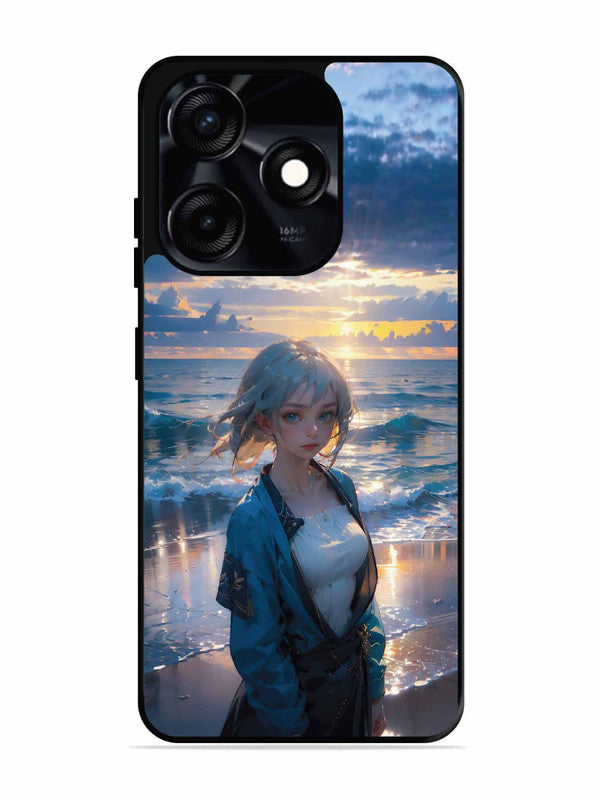 Tecno Spark 10C Anime Girl Beach Ocean Waves
