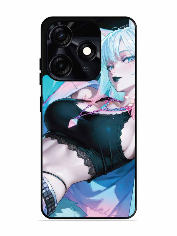 Tecno Spark 10C anime girl fox headpohone white Hair